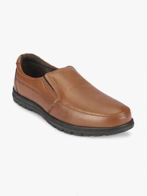 

ATTILIO by Ruosh Men Tan Brown Solid Leather Slip-On Sneakers