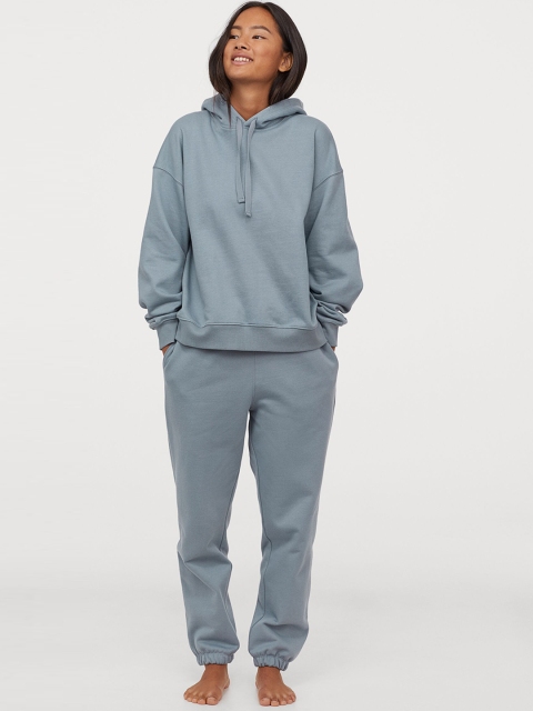 

H&M Women Blue Solid Cotton Sweatpants