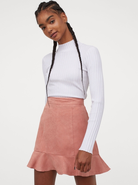

H&M Women Pink Solid Flounced Skirt