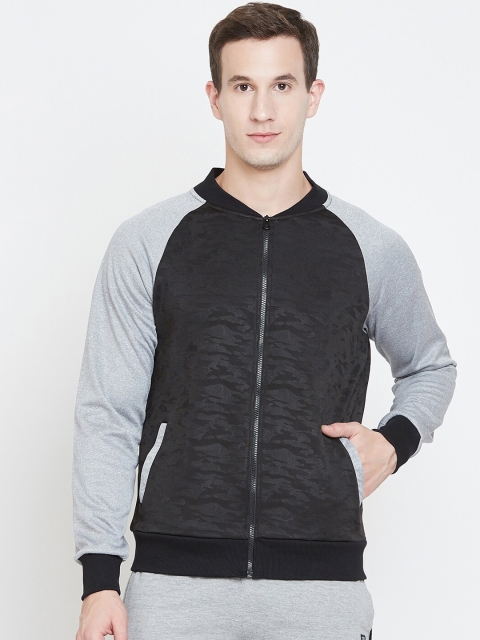 

PERFKT-U Men Black & Grey Self Design Sweatshirt