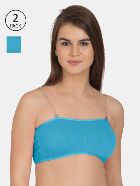 

Tweens Pack Of 2 Blue Solid Non-Wired Lightly Padded Sports Bra TW-9279-TBLU-2PC-30B