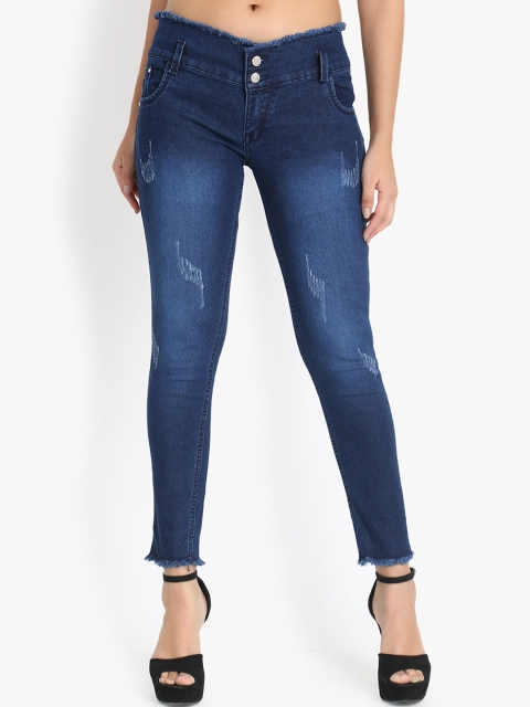 

Perfect Outlet Women Blue Skinny Fit High-Rise Low Distress Jeans