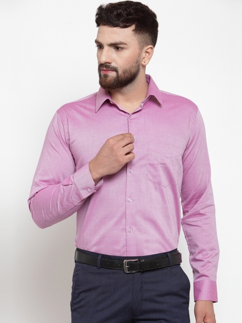 

Hancock Men Pink Slim Fit Solid Formal Shirt