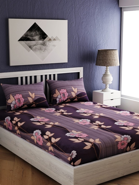 

EverHOME Multicoloured Floral 250 TC Cotton 1 King Bedsheet with 2 Pillow Covers, Multi