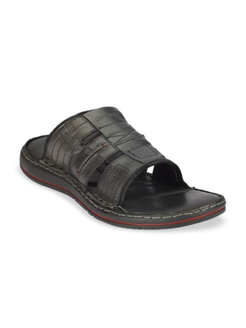 

ATTILIO by Ruosh Men Black Leather Comfort Sandals