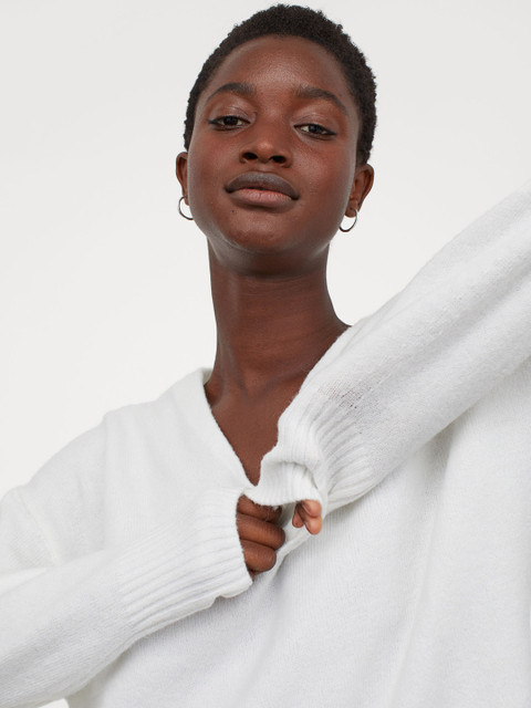 

H&M Women White Solid Knitted Jumper