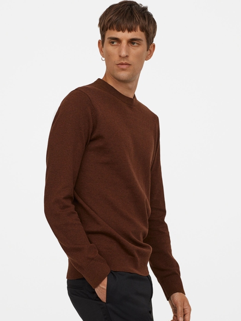 

H&M Men Brown Fine-Knit Jumper