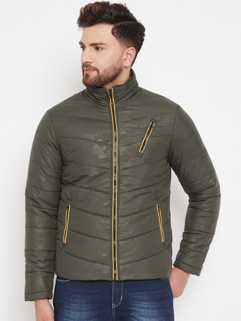 

PERFKT-U Men Olive Green Camouflage Printed Lightweight Puffer Jacket
