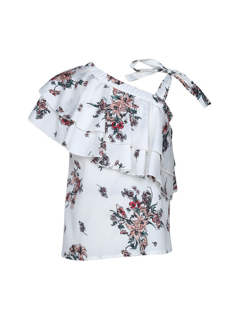 

Tiddlywings Girls White Floral Printed Top