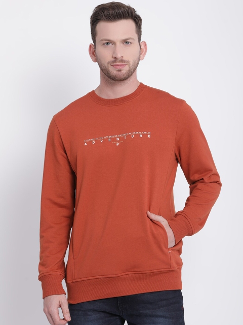

t-base Men Orange Solid Sweatshirt