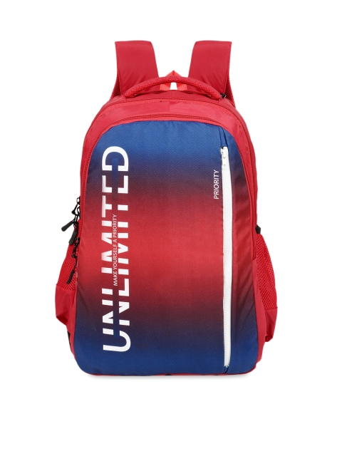

Priority Unisex Red & Blue Typography Printed Backpack