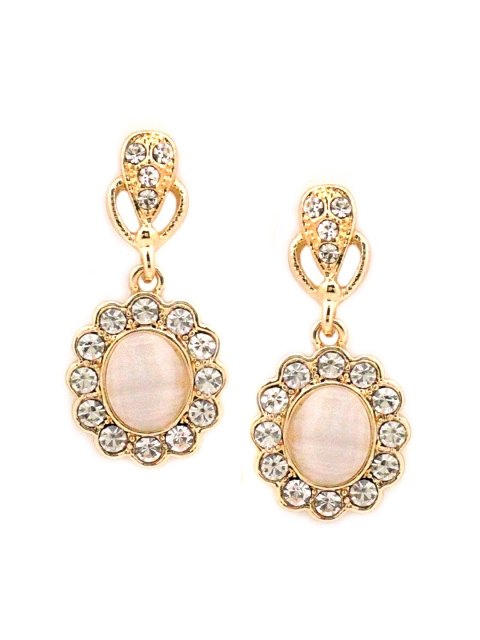 

Sia Art Jewellery Gold-Plated & Pink Oval Drop Earrings