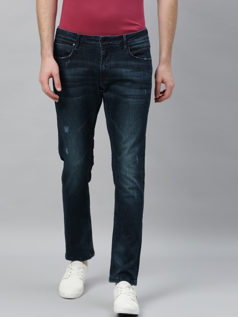 

RARE RABBIT Men Blue Slim Fit Mid-Rise Low Distress Jeans