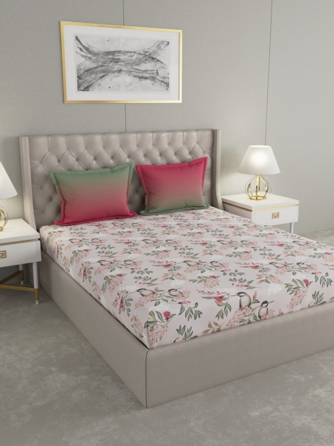

Trident Multicoloured Floral 144 TC Cotton 1 King Bedsheet with 2 Pillow Covers, Multi
