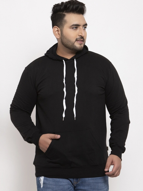 

Rodzen Men Black Solid Hooded Sweatshirt