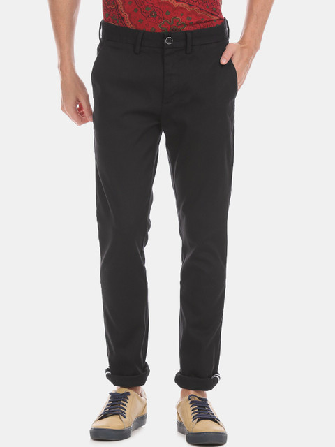 

True Blue Men Black Slim Fit Solid Regular Trousers