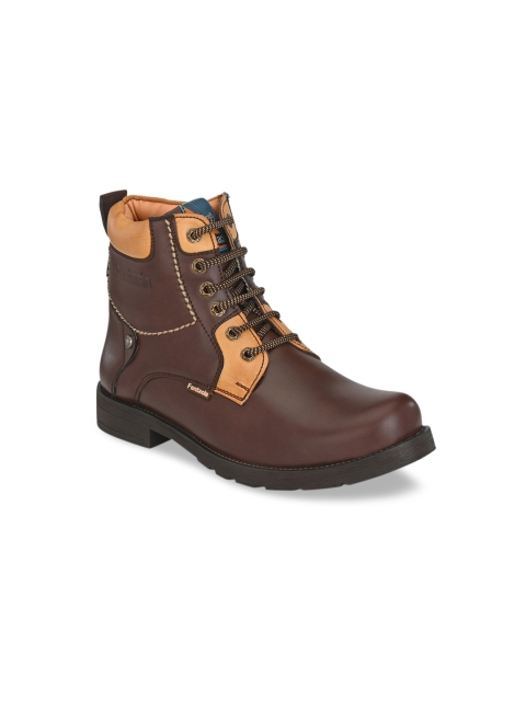 

Fentacia Men Brown Solid Synthetic Leather Mid-Top Flat Boots