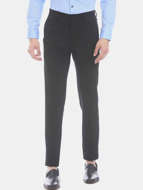 

True Blue Men Black Slim Fit Solid Regular Trousers