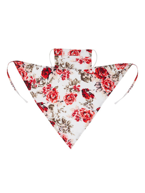 

Clovia Adults White & Red Floral Print 2-Layers Scarf Fit Face Mask, Beige