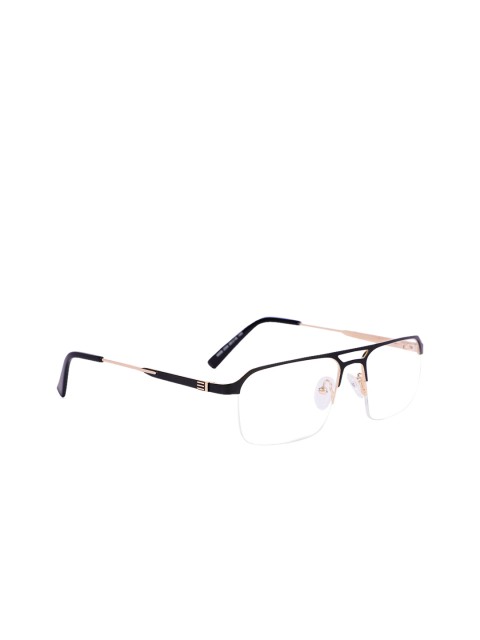 

MARC LOUIS Unisex Black & Gold-Toned Colourblocked Half Rim Rectangle Frames