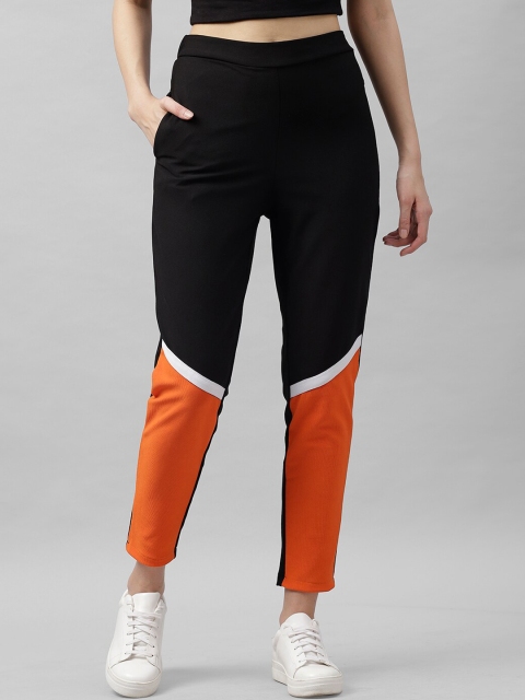 

Athena Women Black & Orange Skinny Fit Solid Jegging