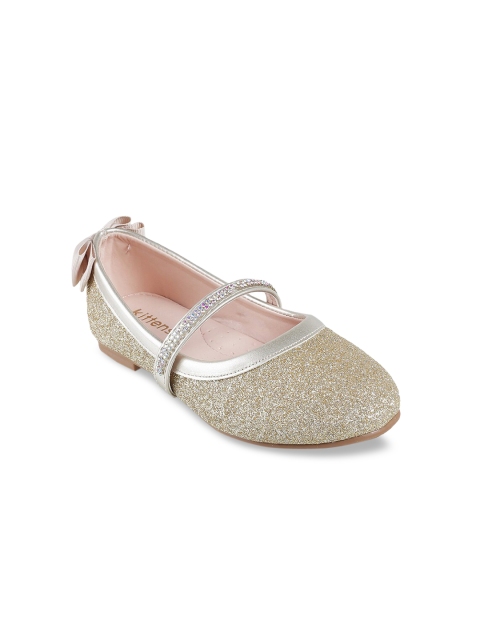 

Kittens Girls Gold-Toned Embellished Ballerinas With Bows