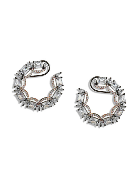 

Silvermerc Designs Silver-Toned Gold Plated Contemporary Drop Earrings