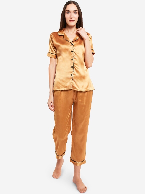 

Smarty Pants Women Gold-Coloured Solid Night suit