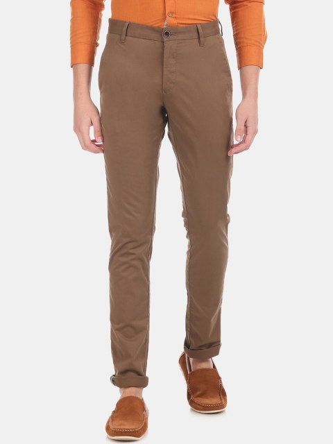 

True Blue Men Brown Slim Fit Solid Regular Trousers