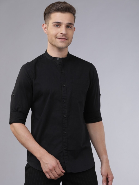 

HIGHLANDER Men Black Slim Fit Solid Casual Shirt
