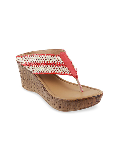 

Mochi Women Red & White Woven Design Heels