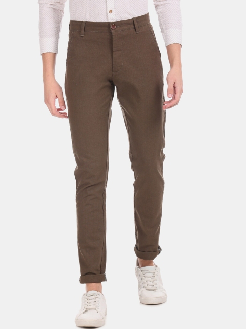 

True Blue Men Brown Slim Fit Solid Regular Trousers