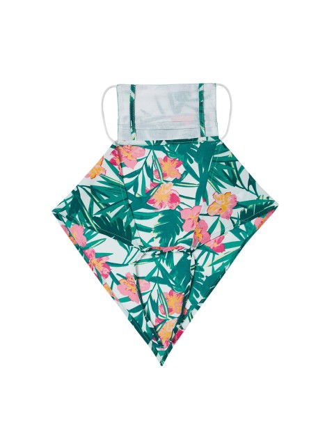 

Clovia Adults White & Green Floral Print 2-Layers Scarf Fit Face Mask