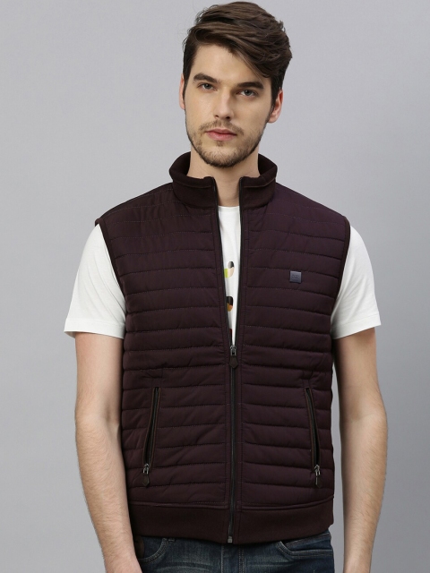 

RARE RABBIT Men Maroon Solid Insulator Padded Jacket