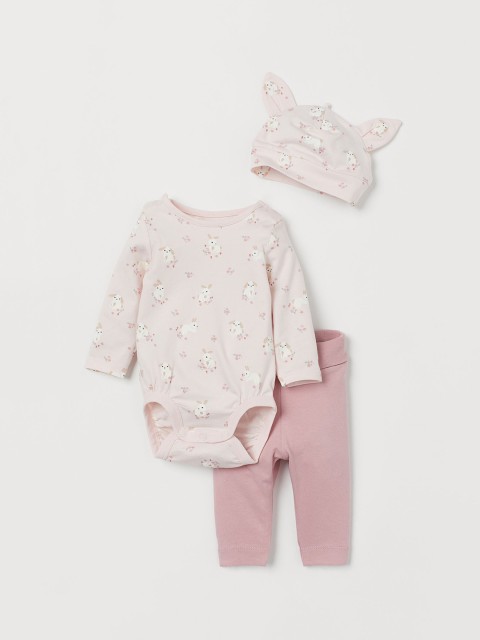 

H&M Kids Cream-Coloured & Pink 3-Piece Cotton Set