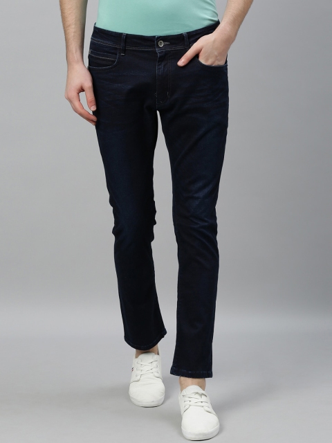 

RARE RABBIT Men Navy Blue Slim Fit Mid-Rise Low Distress Jeans