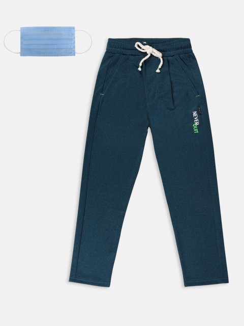 

Lil Tomatoes Boys Teal Green Solid Track Pants, Blue