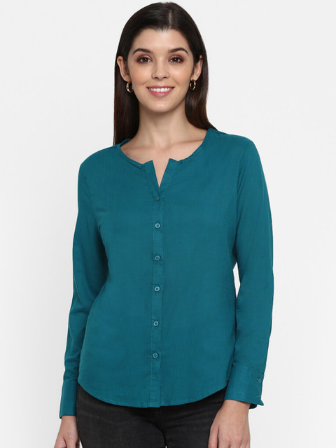 

Mode by Red Tape Women Teal Blue Solid Shirt Style Top