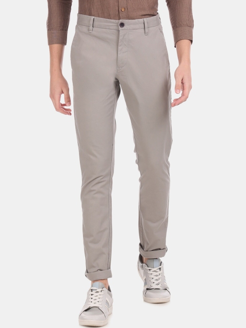 

True Blue Men Grey Slim Fit Solid Regular Trousers