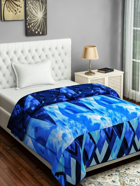 

SWAYAM Blue & White Geometric AC Room 150 GSM Single Bed Comforter
