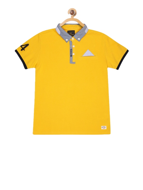 

Blue Giraffe Boys Yellow Solid Polo Collar T-shirt