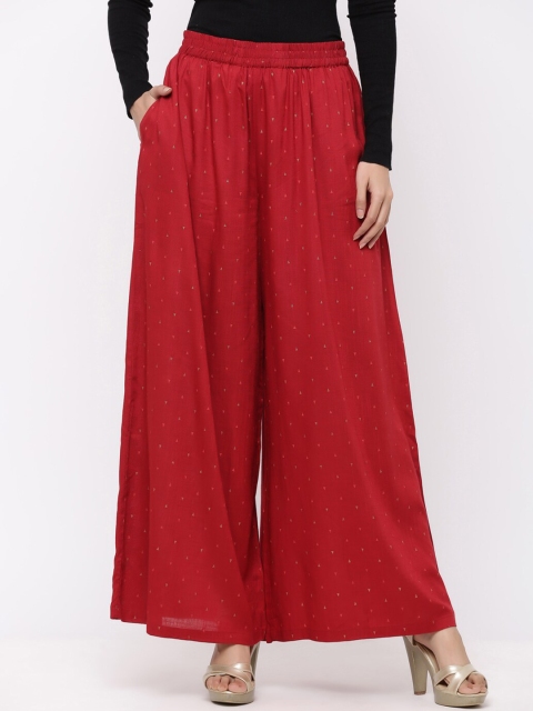 

Juniper Women Red & Gold Printed Wide Leg Palazzos