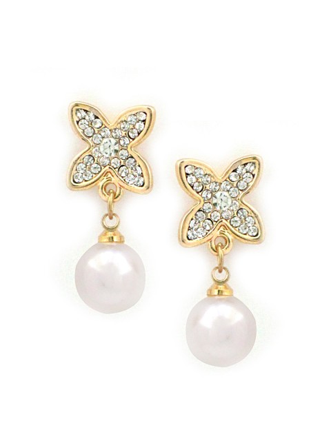 

Sia Art Jewellery Gold-Plated & White Floral Drop Earrings