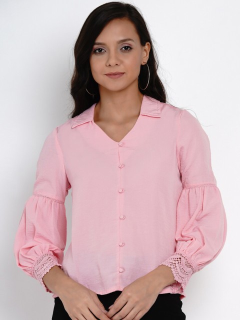 

Latin Quarters Women Pink Solid Shirt Style Top