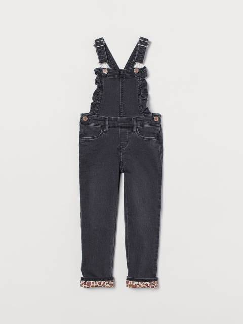 

H&M Girls Black Lined dungarees