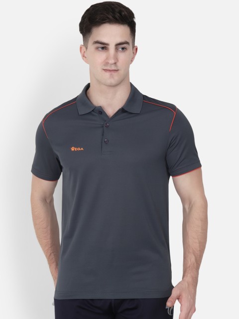 

VEGA Men Grey Solid Dryfit Polo Collar T-shirt