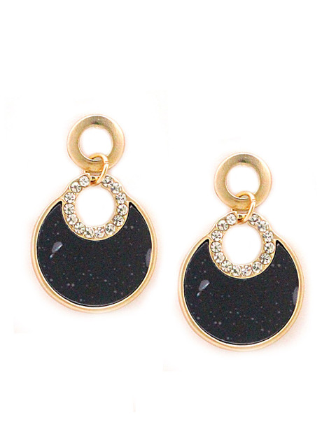 

Sia Art Jewellery Black Gold Plated Circular Drop Earrings