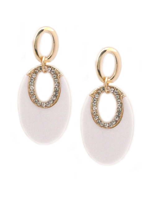 

Sia Art Jewellery Gold-Plated & White Crescent Shaped Drop Earrings