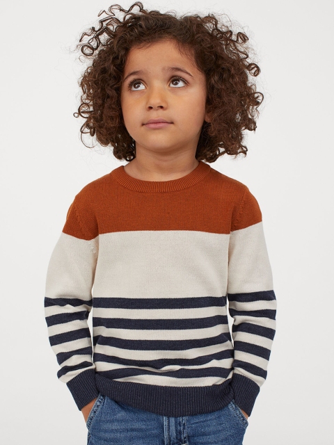 

H&M Boys Cream & Brown Striped Fine Knit Jumper
