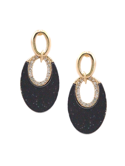 

Sia Art Jewellery Gold-Plated & Black Oval Drop Earrings
